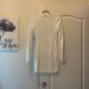 Hello Molly White Sequin Mini Dress